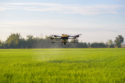 chroma drone in a field