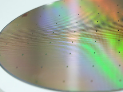 the close up of silicon wafer